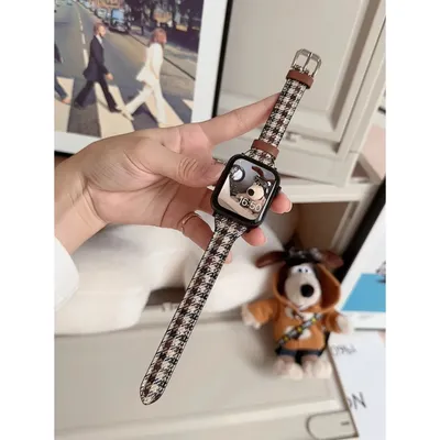 Lederarmband für Apple Watch, dünn gemustert, kompatibel mit iWatch Serie 9, 8, 7, 6, 5, 4, 2, 1, Image