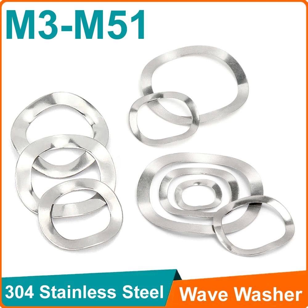 Wellenscheibe aus Edelstahl 304, M3, M4, M5, M6, M8, M10, M12, M16, M19, M23, M25, M27, M31, M39, M41, M51, Wellenwappen-Dichtung, Federscheibe Image