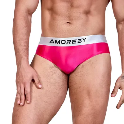 AMORESY Einfarbige, ultradünne, enge Badehose, mehrfarbig, schlicht, sexy Strand-Slip, Image