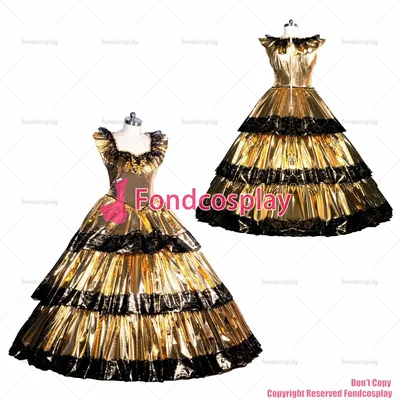 Fond cosplay erwachsene sexy cross dressing sissy maid lange französisch golden dünn pvc Image