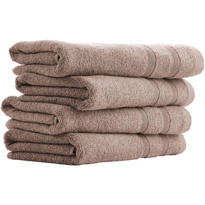 Handtuch UNCOVER BY SCHIESSER "Brooklyn mit dezenter Bordüre in Hoch-Tief-Optik", grau (taupe), B:50cm L:100cm, Frottier, Frottier, Handtücher (Packung), Made in Green Image