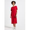 Midikleid STREET ONE, Damen, Gr. 34, EURO-Größen, rot (glory rot), Stoff, 95% Viskose, 5% Elasthan, unifarben, casual, normal wadenlang, Rundhals, Kurzarm Bündchen, Kleider, mit Rundhalsausschnitt