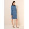 Midikleid CECIL, Damen, Gr. M (40), US-Größen, blau (mid blau wash), Stoff, 100% Lyocell, unifarben, casual, comfort fit knielang, V-Ausschnitt, Langarm Bündchen, Kleider, mit seitlichen Einschubtaschen