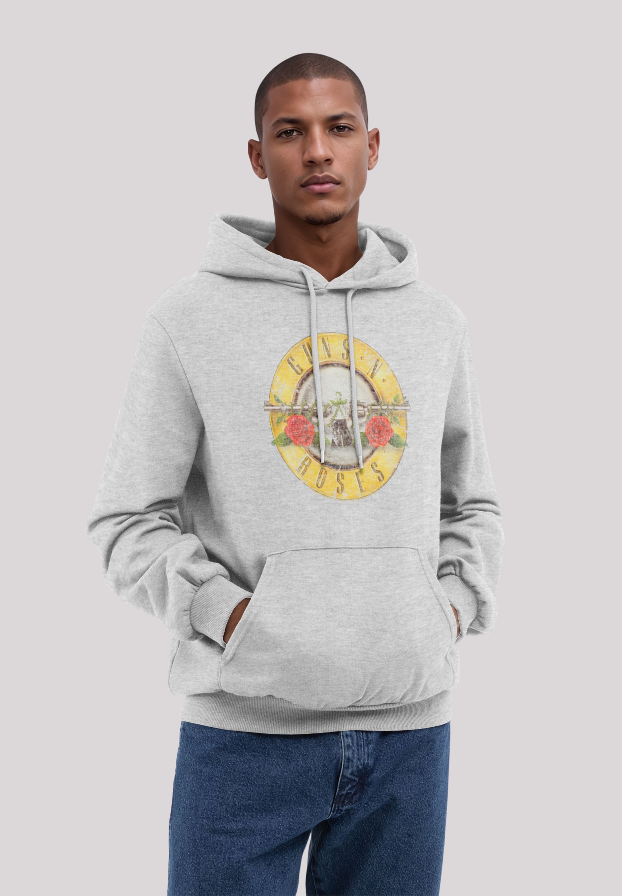 Kapuzenpullover F4NT4STIC "Guns 'n' Roses Vintage Logo Rock Music Band", Herren, Gr. 3XL, grau (grau melange), Obermaterial: 80% Baumwolle, 20% Polyester, relaxed fit, Pullover Kapuzenpullover, Premium Qualität