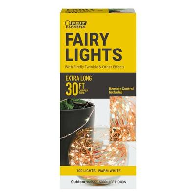 Feit Electric 72877 - 30' 120 volt 3000K Copper Wire LED Fairy Christmas Light String Set Light with Remote