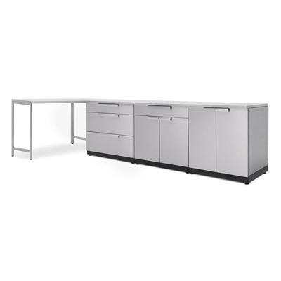 Newage Products Outdoor Kitchen Cabinets Stainless Steel 5-Piece Set With Prep Table, Countertop Only