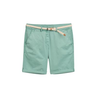 TOM TAILOR Damen Chino Bermuda Shorts mit Gürtel, grün, Uni, Gr. 40 Image