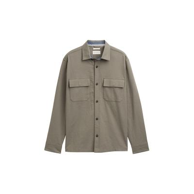 TOM TAILOR Herren Overshirt Hemd mit Brusttaschen, grün, Uni, Gr. XXXL Image