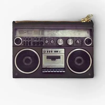 80S Retro Boombox Cassette Player Zipper Pouches Women Wallet Key Packaging Coin Underwear Socks