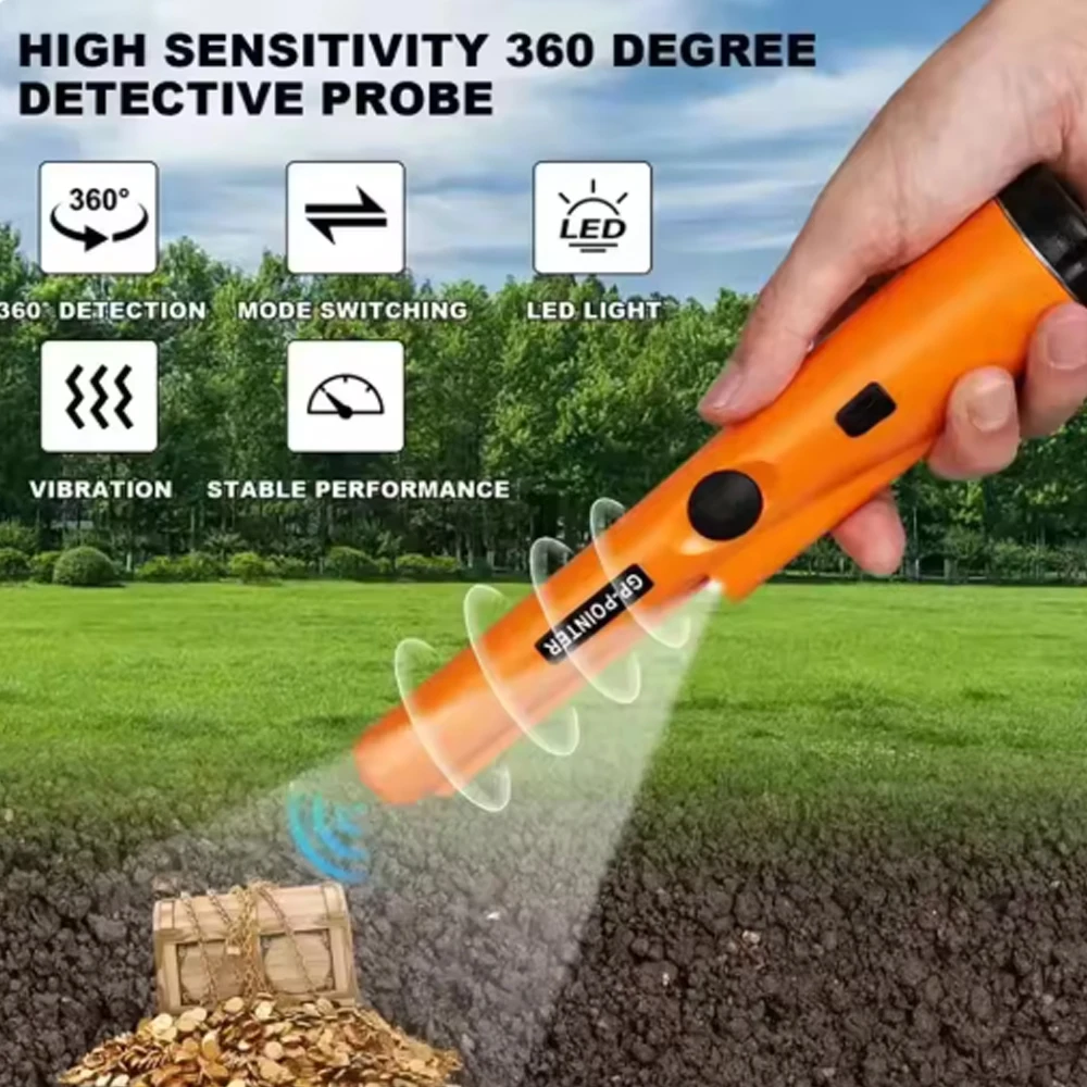 Pro GP-Pointer Handheld Metal Detector w/IP66 Waterproof & LED-Bracelet Strap for Treasure Hunting & Outdoor Exploration