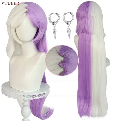 Sigma Cosplay Wig High Quality Anime Sigma Long Purple White Heat Resistant Synthetic Hair Halloween