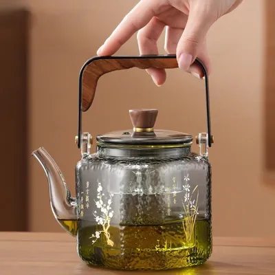 GIANXI 1L large Capacity Transparent Teapot Chinese High Borosilicate Glass Filter High Temperature