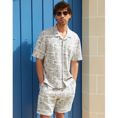 Threadbare Men's Navy Patterned Textured Pull On Shorts