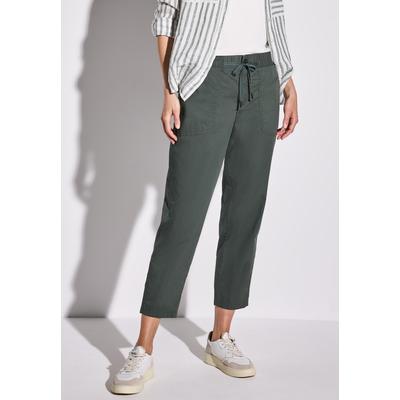 Stoffhose STREET ONE "Style Bonny", Damen, Gr. 34, Länge 28, grün (marshy grün), Web, Obermaterial: 98% Baumwolle, 2% Elasthan, unifarben, casual, loose fit knöchelfrei, Hosen, Sommerhose im Cargo Look, Topseller Image