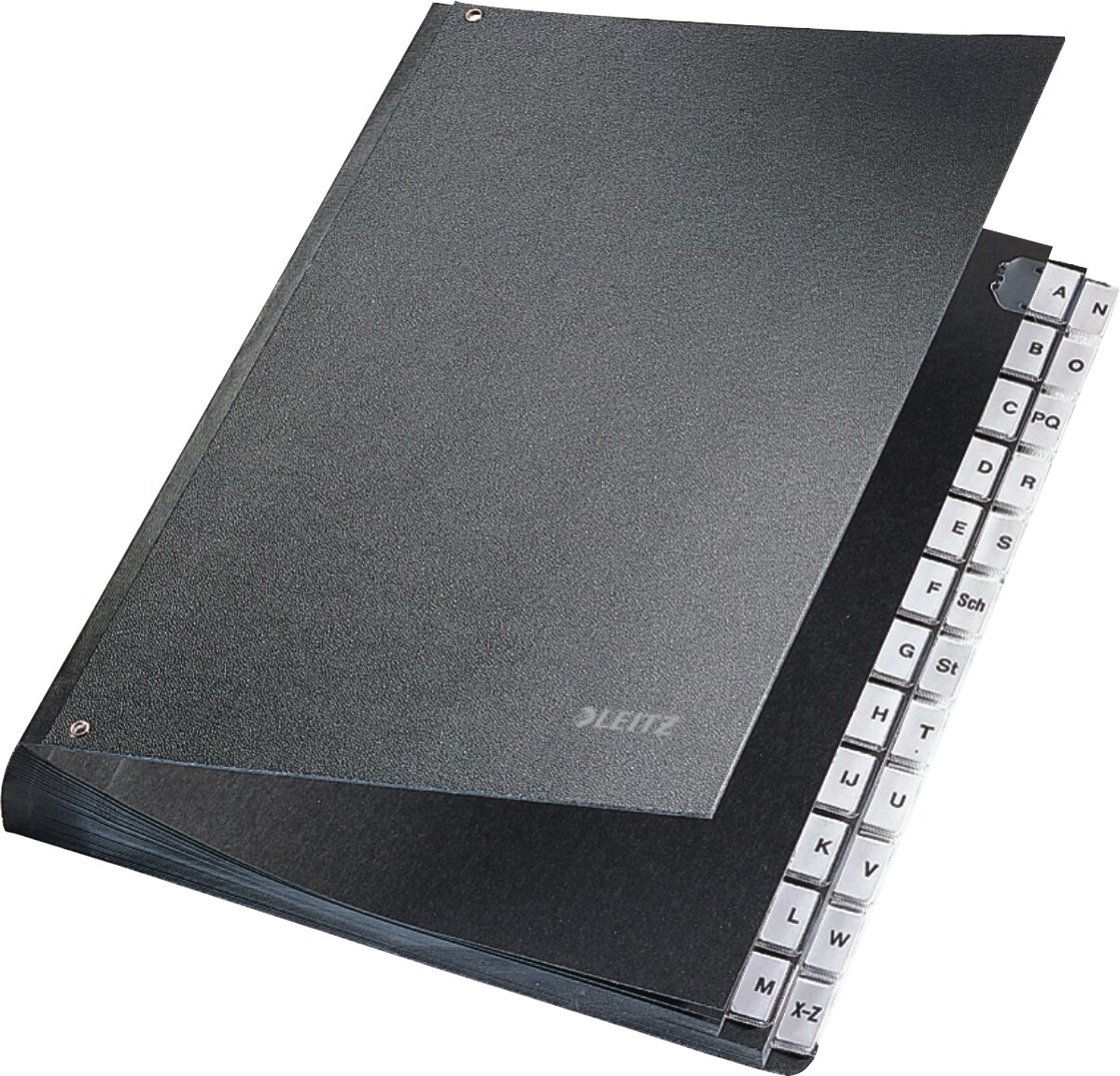 LEITZ Pultordner A-Z Hartpappe schwarz Packung mit 18 Stück Image