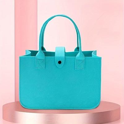 TEMU Fashionable Minimalist Women's Felt Tote Bag: Large Capacity, , Stylish, Leak Proof Rectangle Reusable Grocery Bag With Image