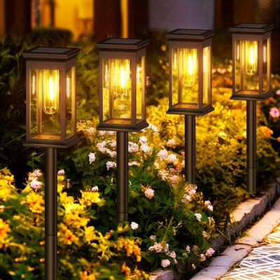 TEMU 6 Pack Upgraded Solar Outdoor Lights, Ipx5 Automatic Outdoor Solar Pathway Garden Lights, For Lawn Terrace Walkways Image