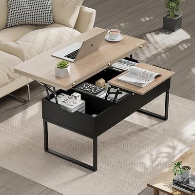 TEMU Lift Top Coffee Table With Storage, Center Table, Living Room W/large Hidden Space, For Living Room, Bedroom, Home Office, Brown Image
