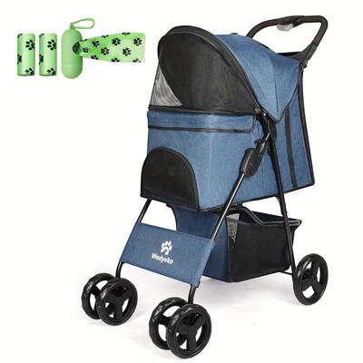 TEMU Pet Stroller For Dogs And Cats, 33 With Storage Basket And Cup Holder, Delivered In , 360-degree Rotating Front Wheels To On Most Terrains. Image