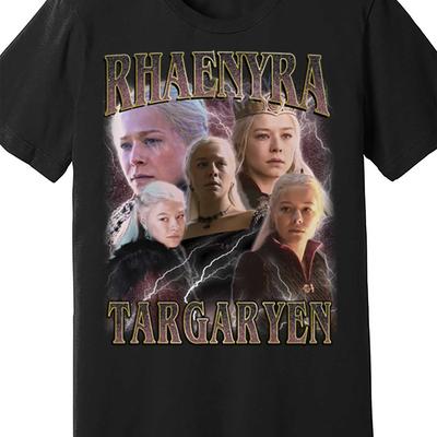 TEMU Rhaenyra Targaryen House Of Dragons Men's Short Sleeve T-shirt - 100% Cotton Casual Black Tee With Graphic Design, Machine Washable, , Casual Wear | Regular Fit Tshirt | Knitted Material Image