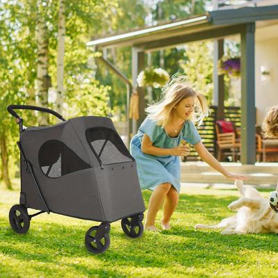TEMU Pet Stroller For Large Dogs, Up To 66 Lbs Pet Pram Adjustable Handle, Folding Dog Buggy, Xxl Storage Double Pet Pram + Gift Dog Poop Bags Image