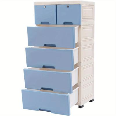 TEMU 6 Drawer Plastic Clothes Organizer Cabinet Drawers Dresser, 6 Drawers Tall Dresser For Bedroom With , Clothes Organizer Tower Cabinet Lockable Organizer Drawers For Bedroom Office Living Room Image