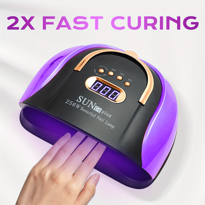 TEMU 256w Led Nail Lamp With 4 Timer Settings, & Smart Display - Polish Curing, Ergonomic Handle, Design For Professional Image