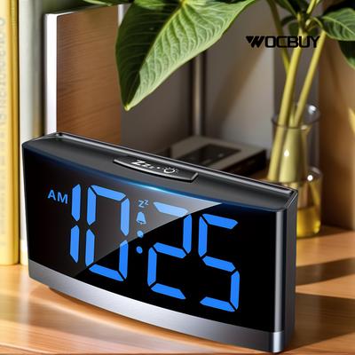 TEMU Wocbuy Alarm Clocks For Bedrooms, Digital Clock With Blue Led Numbers, Alarm Clock For Heavy Sleepers, 5 Brightness, 3 Tones, 5 Volume, , 1.2m Usb Powered (adapter Not Included) Image
