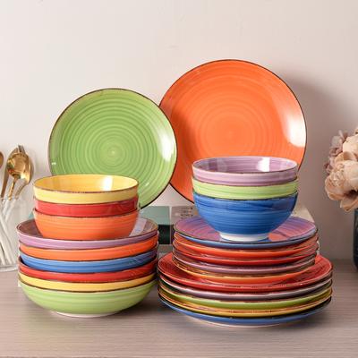 TEMU 24pcs Dinnerware Sets, 24pcs Serveware For 6 People, Dinner Sets Dinner Plate, Dessert Plate, Soup Plate And Bowl Image