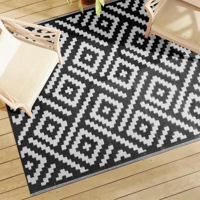 TEMU Indoor Carpet, Outdoor Carpet White And Black 160x230 Cm Pp, Suitable For Indoors, Outdoors, Rooms, Bedrooms, Non-slip Image