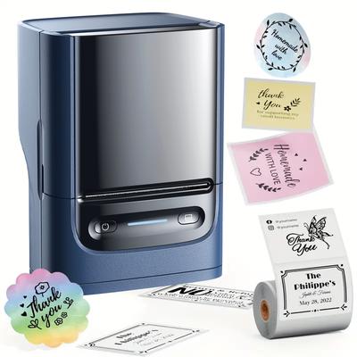 TEMU Pm220 Label Printer, Label Printer With Ribbon, Portable 2-inch Thermal Printer For Small Businesses, Address, , Clothing, Sticker Printer For Mobile Phones And Pc, White Image