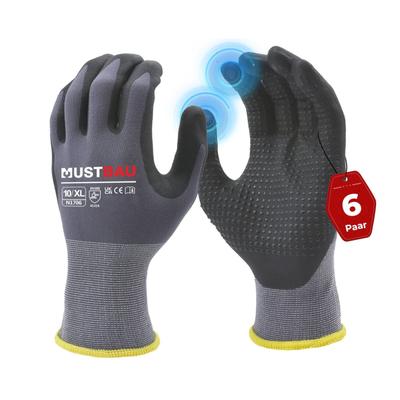 TEMU Mustbau Household Gloves 6 Pairs, Non-slip Gloves, Cleaning Gloves, Breathable Gloves, N1706, Gloves With Touchscreen Function And With Points To Increase Friction Image