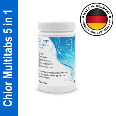 TEMU Chlor 5 In 1 Chlorine Tablets 200 G Per Tab I Effective Water Disinfection And Care For Pools - Herrlan-quality - Made In Germany Image