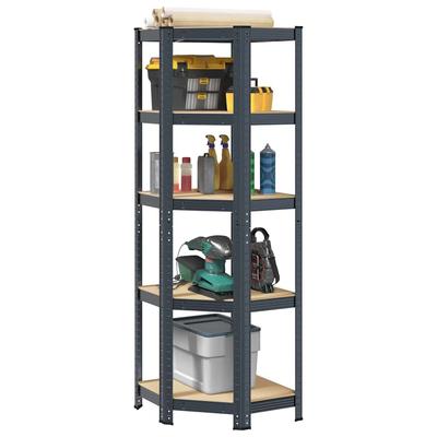 TEMU Corner Shelf With 5 Shelves Steel & Wood Composite, Multipurpose Storage Shelf, Adjustable Shelves, Capacity Image