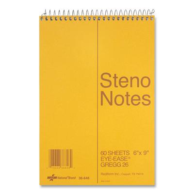 National Brand 36646 Standard Spiral Steno Pad, Gregg Rule, Brown Cover, 60 Eye-Ease Green 6 x 9 Sheets