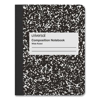 Universal Office Products 20930 Composition Book, Wide/Legal Rule, Black Marble Cover, (100) 9.75 x 7.5 Sheets
