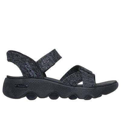 Skechers Women's Slip-ins: GO WALK Massage Fit Sandals - Heather | Size 8.0 | Black/Gray | Textile/Synthetic | Vegan | Hyper Burst