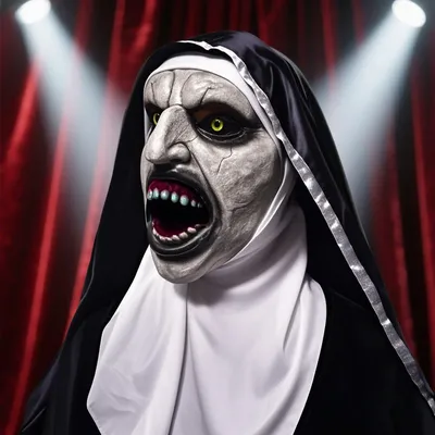 Horror-Nonnenmaske, voller Kopf, Latex mit Turban und Schal, Halloween-Kostüm für Erwachsene, Image