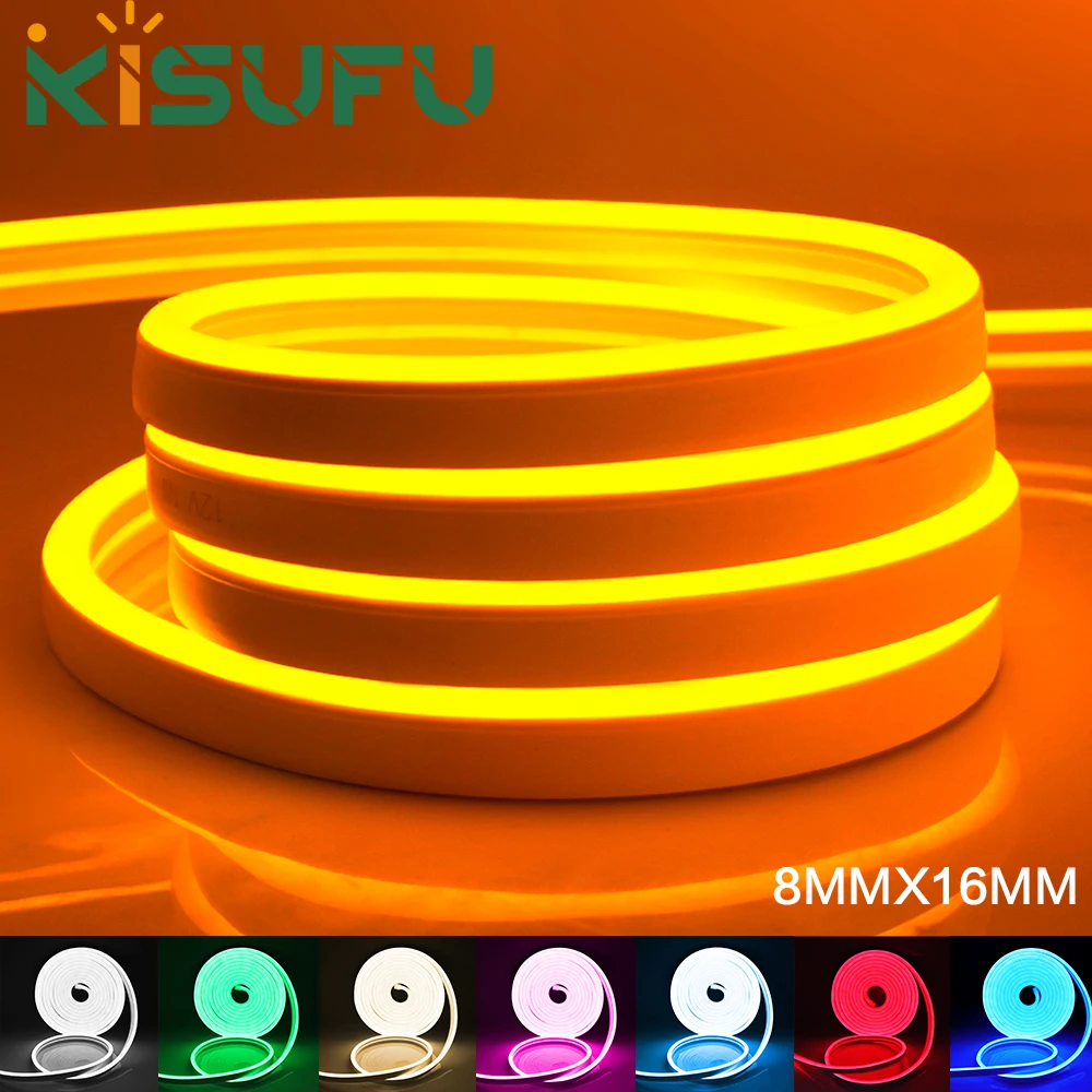 Neon-LED-Streifenlicht, 12 V, 120 LEDs/m, 6 x 12 mm, Silikon-Neon-Lichtschlauch, weiß/blau/rosa/gelb/P67, wasserdicht, für Zuhause, Garten, Dekoration