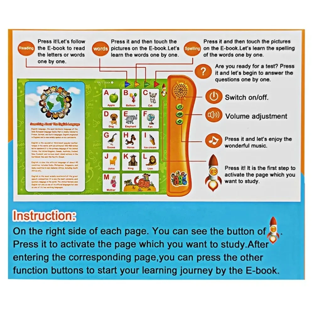 Kinder Intelligente Elektronische Pädagogische Lesen Sprechen Interaktive Sprache Englisch Geschichte Bord Bücher Geschenke für Kinder Image