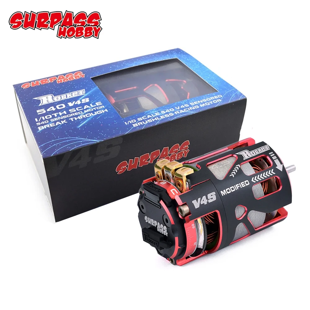 Surpass Hobby Rocket 540 V4S 2-poliger bürstenloser Sensormotor 3,175 mm Welle für F1, 1/12, 1/10 Offroad-Drift und Elektroauto