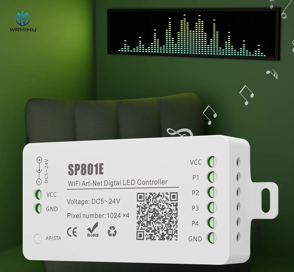 DC5-24V SP801E iOS Android Programmierbare APP Art-Net Magic Wifi Steuerung WS2812B LED Matrix Panel Modul Licht Streifen Controller Image