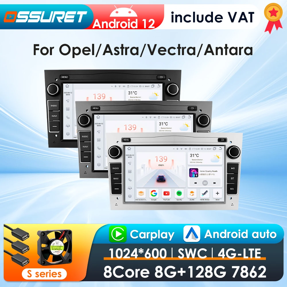 2din android13 Autoradio für opel astra h j 2004 vectra vauxhall antara zafira corsa c d vivaro meriva 4g kabelloses carplay gps Image