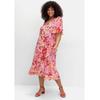 Chiffonkleid SHEEGO BY JOE BROWNS "Große Größen", Damen, Gr. 54, Normalgrößen, sorbet pink gemustert, Obermaterial: 100% Polyester;Futter: 100% Polyester, gemustert, feminin, figurumspielend knieumspielend, V-Ausschnitt, Kurzarm Flügelärmel,...
