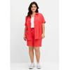 Bermudas SHEEGO "Große Größen", Damen, Gr. 50, Normalgrößen, rot (hummer), Obermaterial: 100% Baumwolle, unifarben, casual, comfort fit kurz, Hosen, mit Schlupfbund, aus Musselin