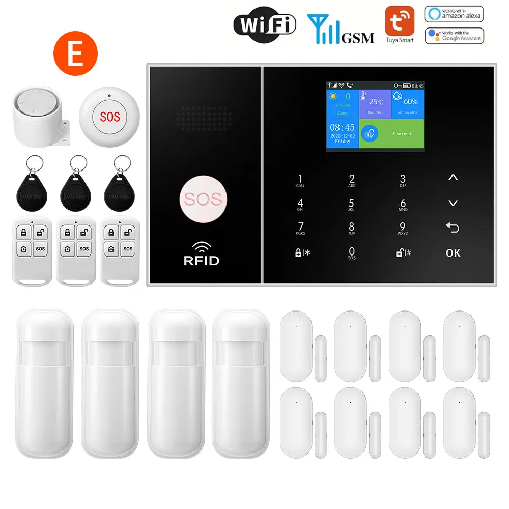 Tuya Smart Life APP 2G + WiFi GSM Alarm System Anti-diebstahl Alarm System mit Bewegungsmelder Tür & fenster Sensor Drahtlose Sirene Alex