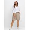 Bermudas SHEEGO "Große Größen", Damen, Gr. 52, Normalgrößen, grau (helltaupe), Obermaterial: 98% Baumwolle, 2% Elasthan, unifarben, casual, regular fit kurz, Hosen, in Chino-Optik