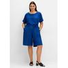 Bermudas SHEEGO "Große Größen", Damen, Gr. 54, Normalgrößen, blau (blaubeere), Obermaterial: 97% Polyester, 3% Elasthan, unifarben, feminin, comfort fit kurz, Hosen, in Struktur-Qualität, mit Schlupfbund