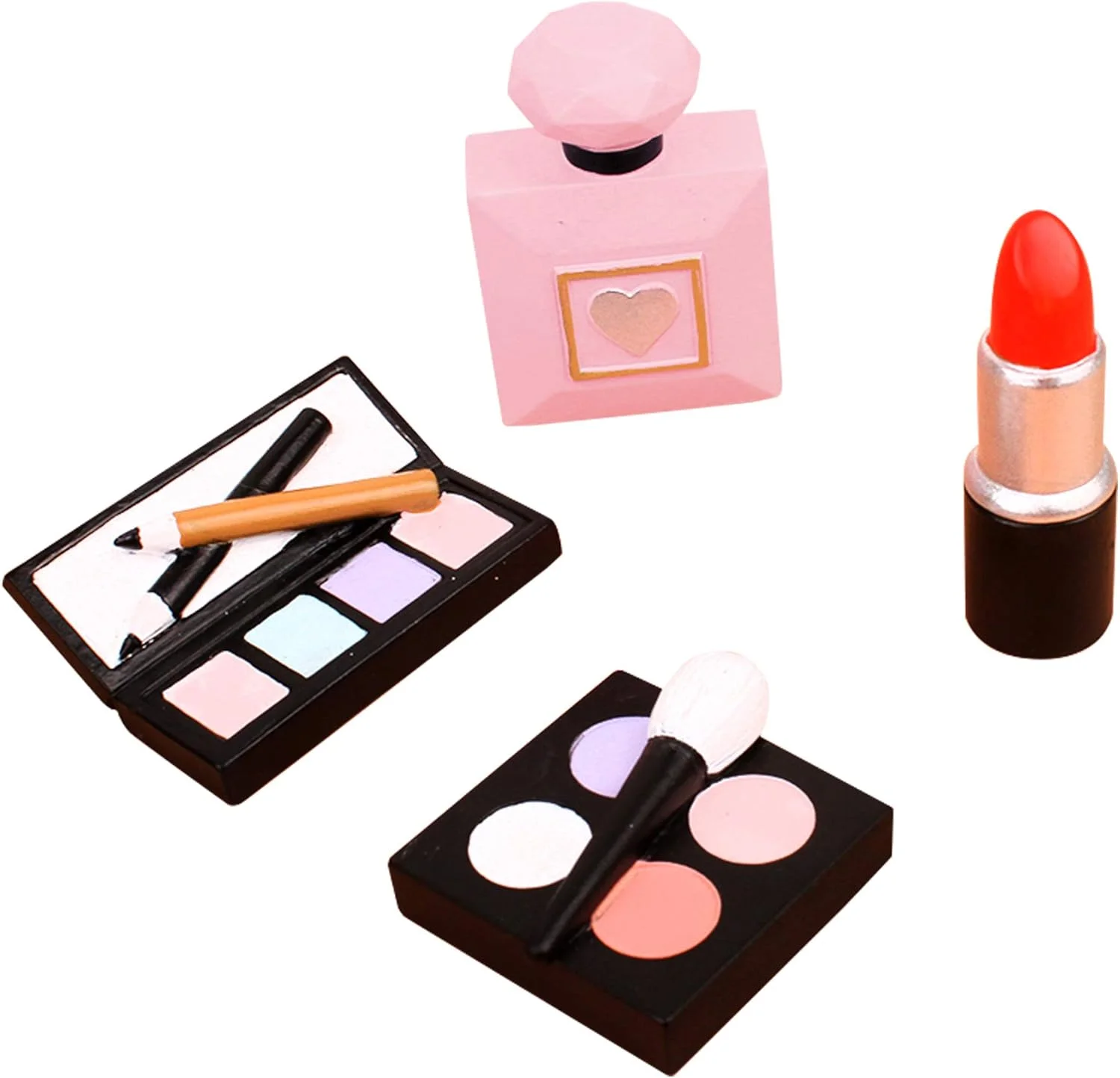 4Pcs Resin Cosmetics Cake Toppers - Lipstick & Perfume Decor for Makeup Theme Bridal Bachelorette Birthday Party Supplies Image