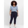 Cargohose SHEEGO "Große Größen", Damen, Gr. 54, Normalgrößen, blau (tiefblau), Obermaterial: 97% Baumwolle, 3% Elasthan, unifarben, casual, comfort fit 7/8-Länge, Hosen, in 7/8-Länge, mit Teilgummibund